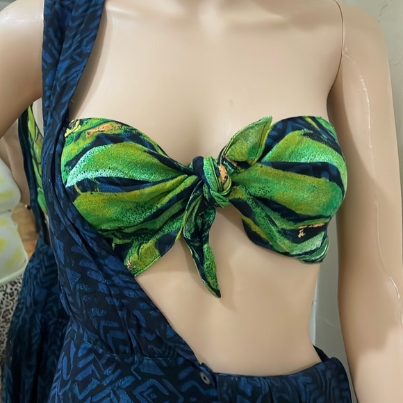 Free people Hot Hoose dress Tropical Green and Blue Sleeveless size 4 - Picture 12 of 15